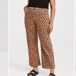 ASKK NY Crop Wide Leg Cheetah Print Pants, NWT, Size 34